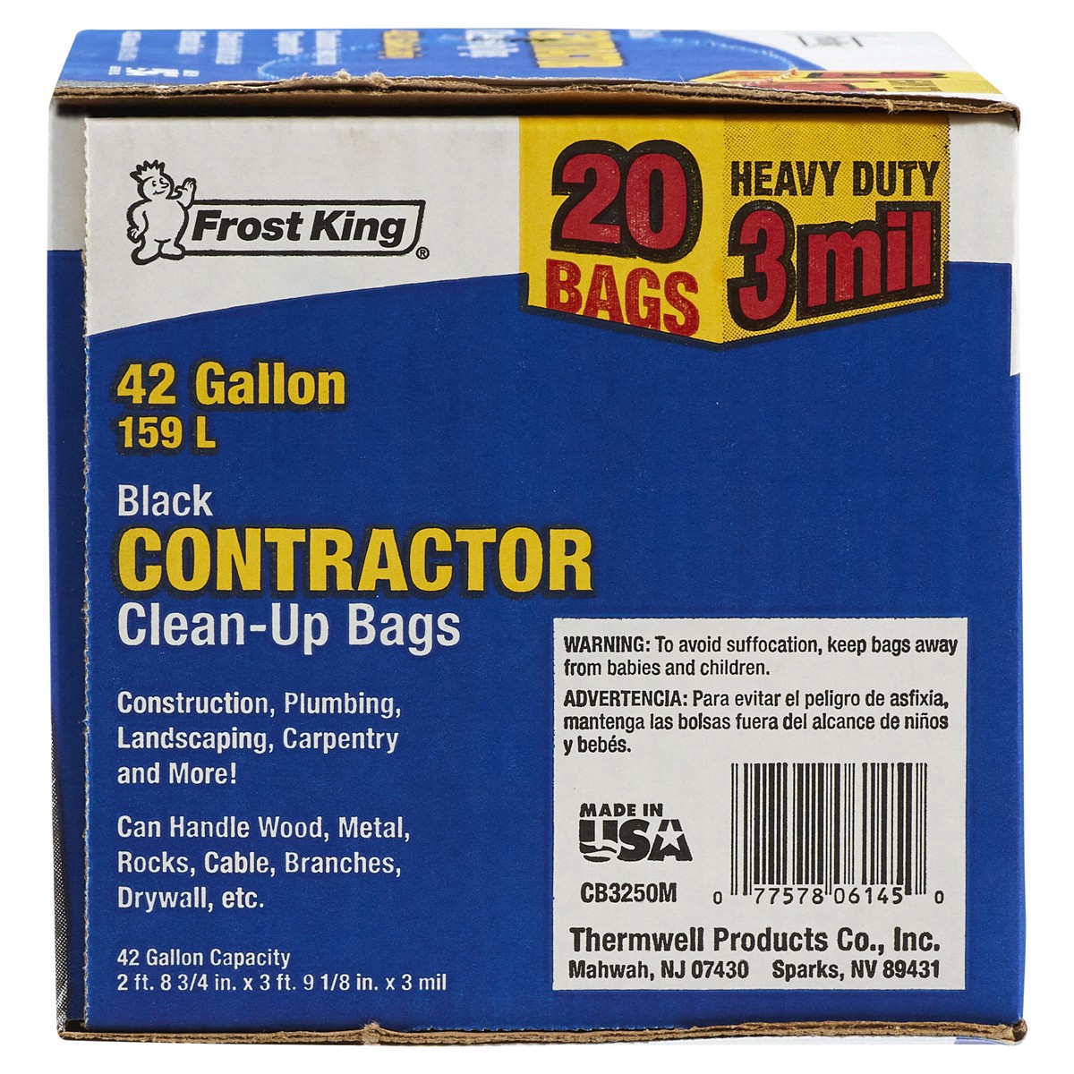 slide 3 of 5, Frost King3 mil Contractor Clean-up Bags, Black, 20 ct