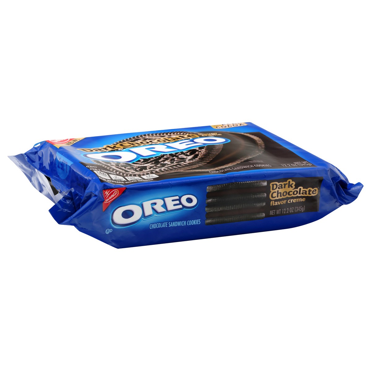 slide 9 of 10, OREO Chocolate Sandwich Cookies, Dark Chocolate Flavored Creme, 1 Resealable 12.2 oz Pack, 0.8 lb