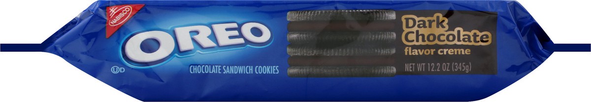 slide 6 of 10, OREO Chocolate Sandwich Cookies, Dark Chocolate Flavored Creme, 1 Resealable 12.2 oz Pack, 0.8 lb