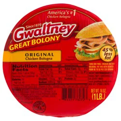 Gwaltney Great Boloney Chicken Bologna - 16 oz Packages