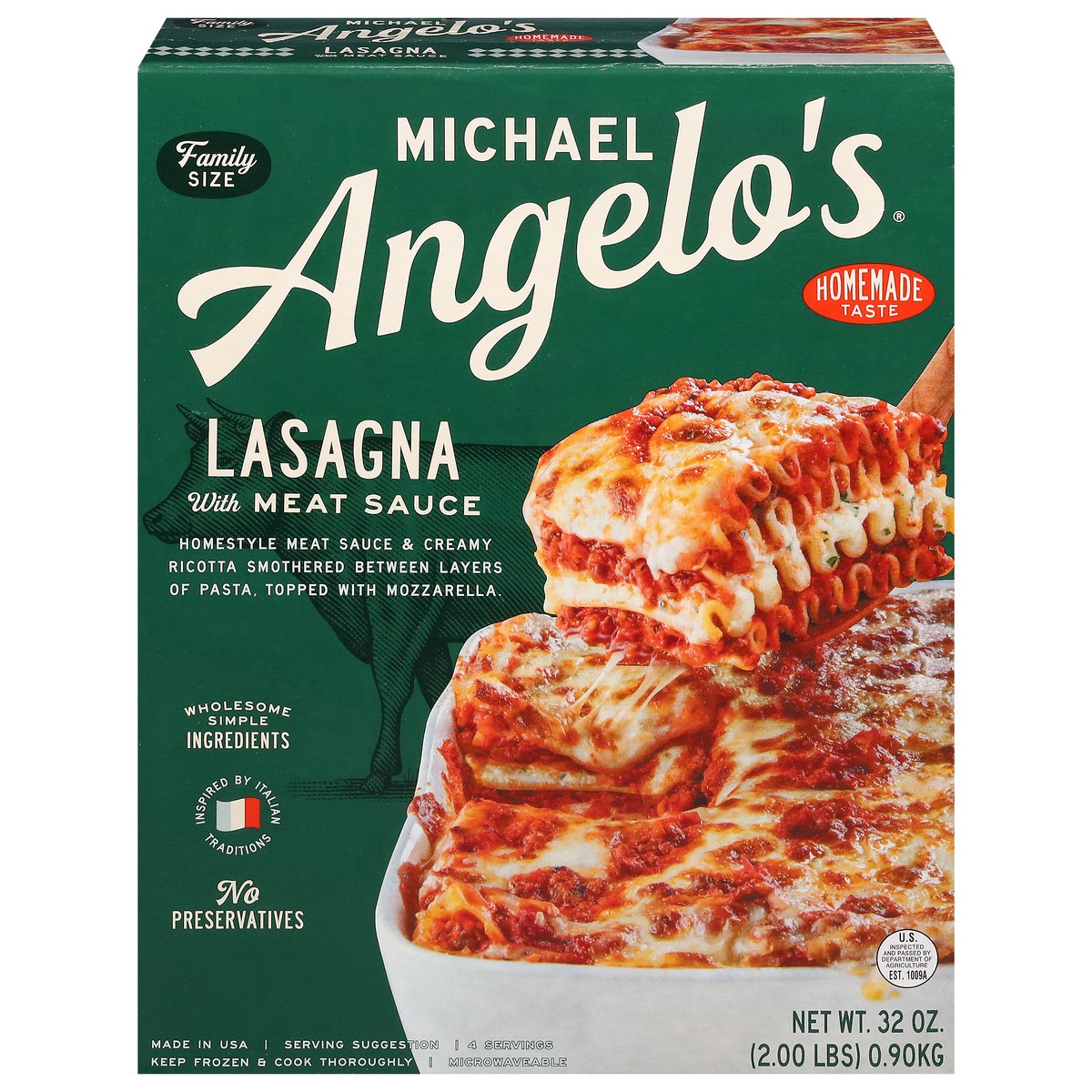 slide 1 of 4, Michael Angelo's Lasagna with Meat Sauce Family Size 32 oz, 32 oz