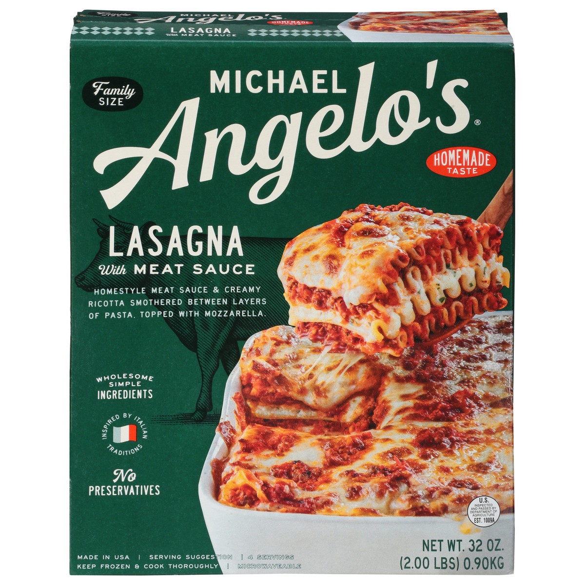 slide 1 of 4, Michael Angelo's Lasagna with Meat Sauce Family Size 32 oz, 32 oz