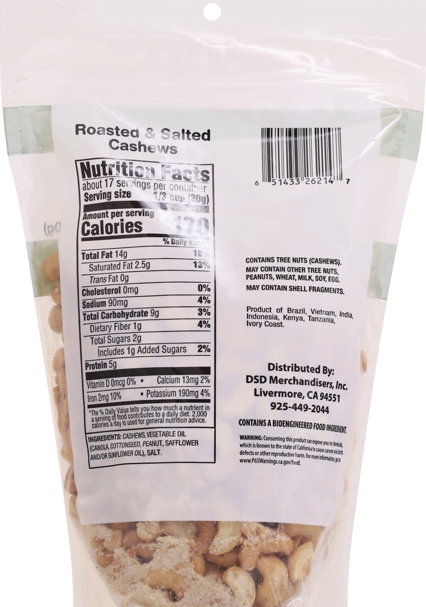 slide 2 of 10, DSD Merchandisers Roasted & Salted Cashews 18 oz, 18 oz