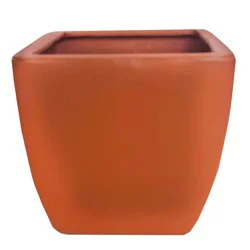 Blue Orange Pottery Terra Cotta Square Planter