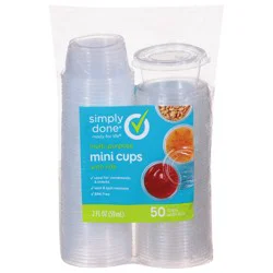 Simply Done 2 fl oz Multi-Purpose Mini Cups with Lids, 50 ct