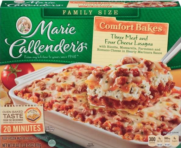 slide 1 of 4, Marie Callender's Frozen Dinner, Three Meat & Four Cheese Lasagna, 18 Ounce, 18 oz