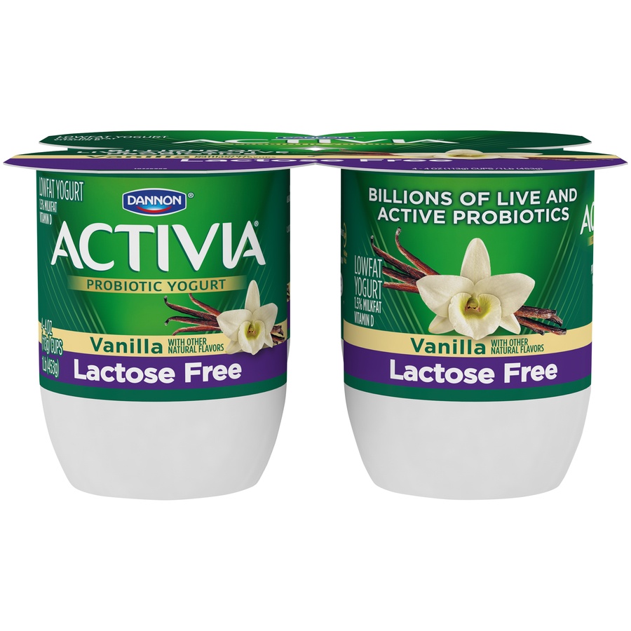 slide 1 of 8, Dannon Activia Lactose-free Blended Vanilla Probiotic Yogurt, 4 ct; 4 oz