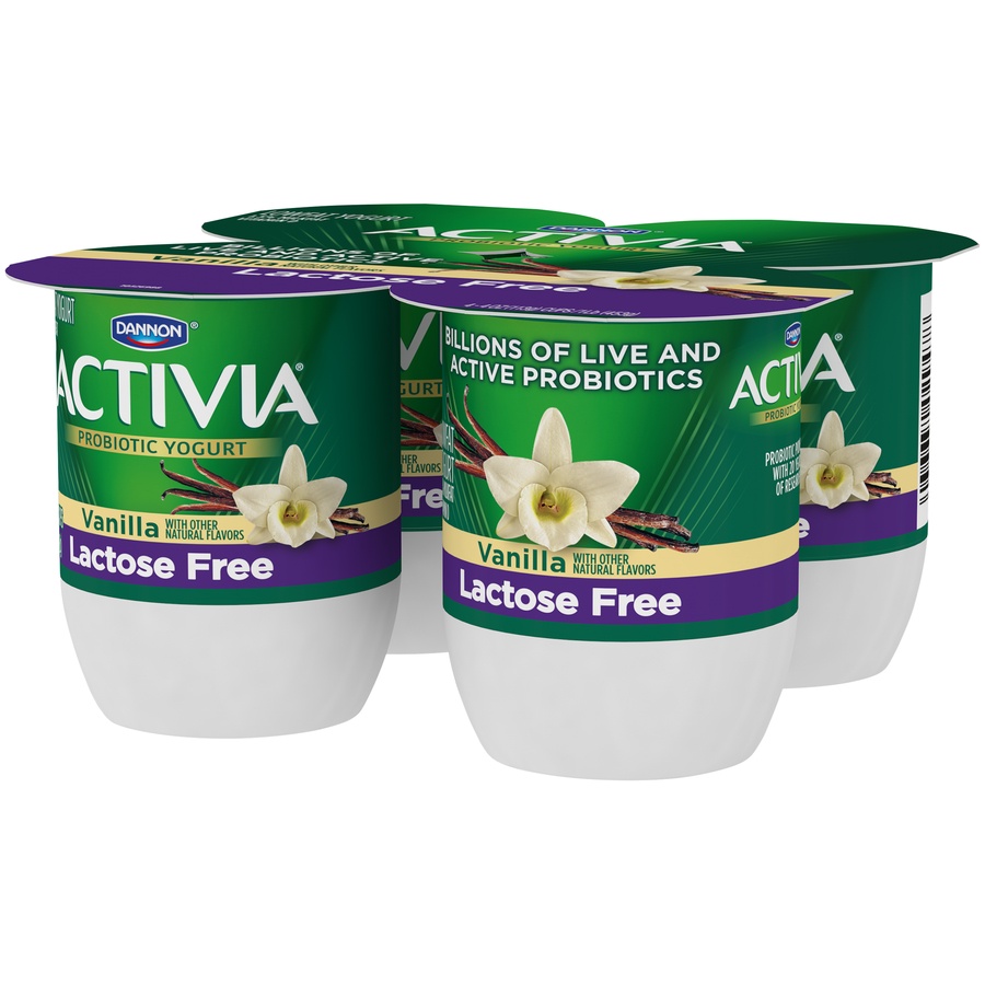 slide 4 of 8, Dannon Activia Lactose-free Blended Vanilla Probiotic Yogurt, 4 ct; 4 oz