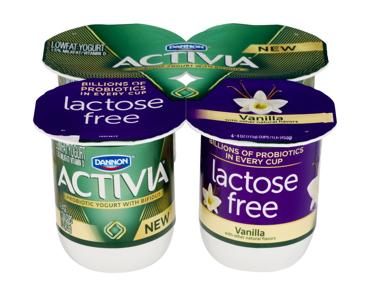 slide 1 of 1, Dannon Activia Lactose-free Blended Vanilla Probiotic Yogurt, 4 ct; 4 oz