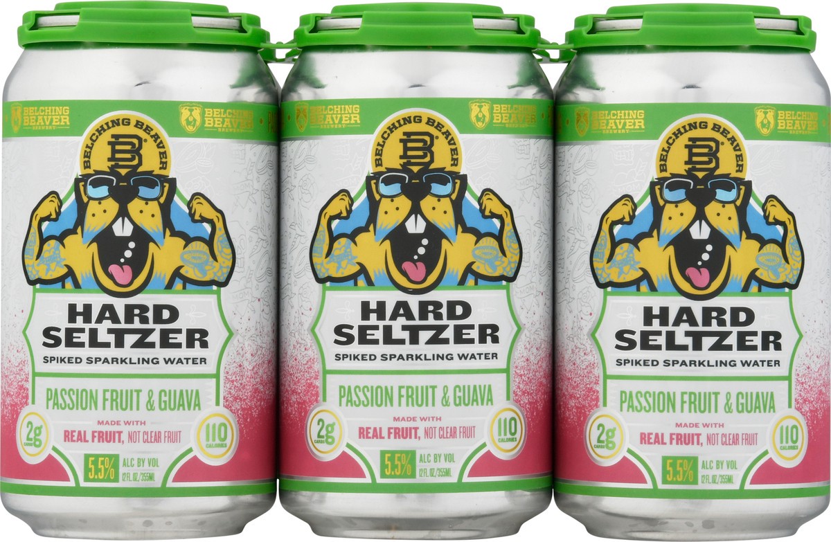 slide 1 of 12, Belching Beaver Brewery Passion Fruit & Guava Hard Seltzer 6 - 12 fl oz Cans, 6 ct