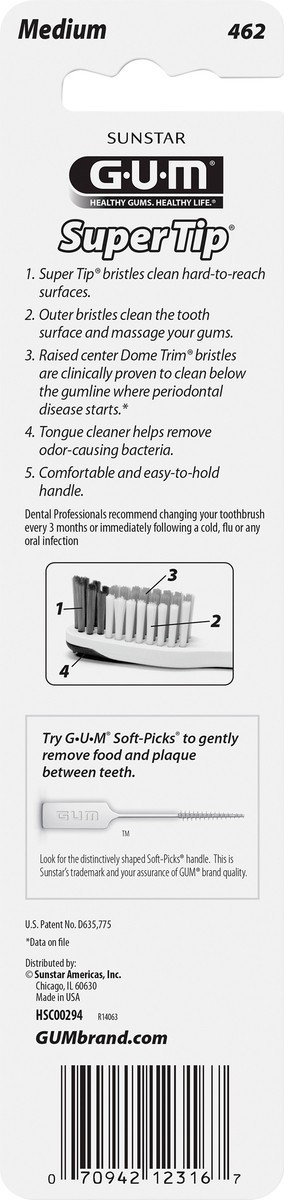 slide 2 of 3, G-U-M G.U.M. Supertip Multi-Level Cleaning Toothbrush Medium 2Pk, 2 ct