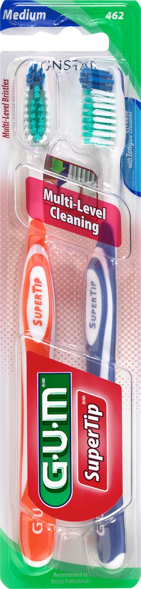 slide 3 of 3, G-U-M G.U.M. Supertip Multi-Level Cleaning Toothbrush Medium 2Pk, 2 ct
