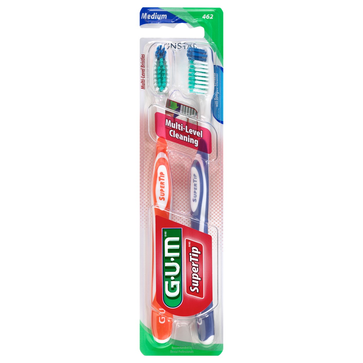 slide 1 of 3, G-U-M G.U.M. Supertip Multi-Level Cleaning Toothbrush Medium 2Pk, 2 ct