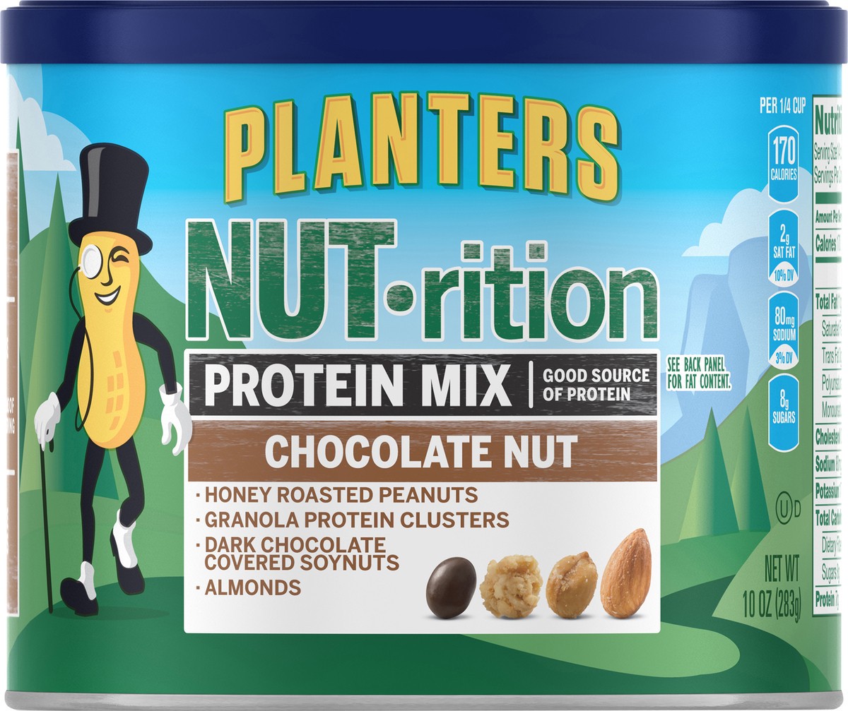 slide 4 of 8, Planters NUT-rition Chocolate Nut Protein Mix 10 oz. Canister, 10 oz