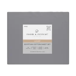 ROOM & RETREAT RR 600 Thread Counts Sheet Set, King, 4 pc set, Dark Grey