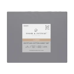 ROOM & RETREAT RR 600 Thread Counts Sheet Set, Queen, 4 pc set, Dark Grey