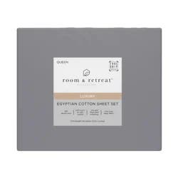 ROOM & RETREAT RR 600 Thread Counts Sheet Set, Queen, 4 pc set, Dark Grey