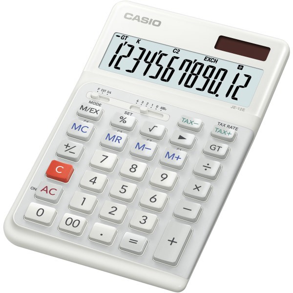 slide 2 of 4, Casio Je-12E Compact Ergonomic Calculator, White, 1 ct