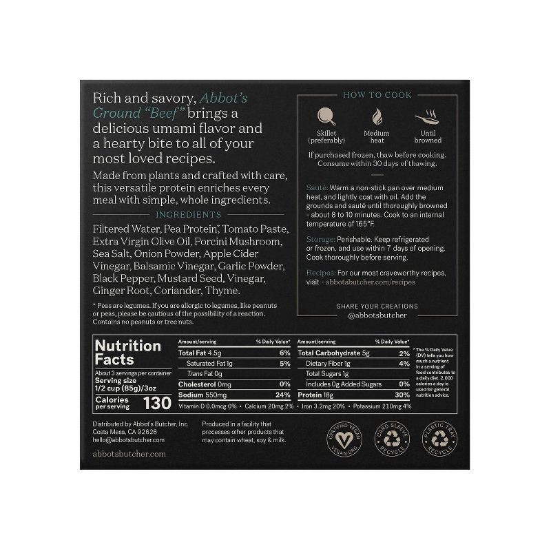 slide 5 of 5, Abbot's Plant-Rich Ground Beef 10 oz, 10 oz