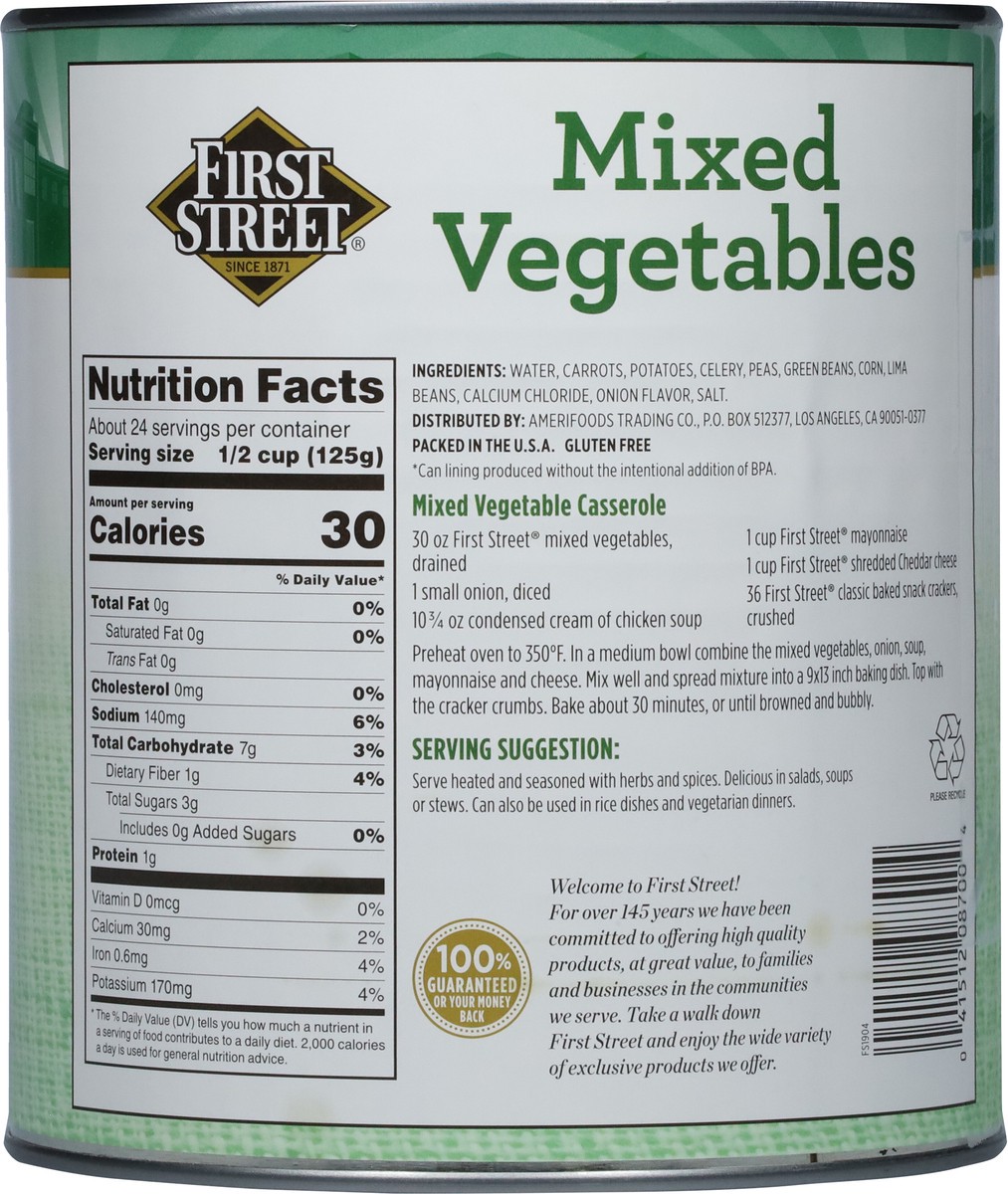 slide 13 of 13, Cb22 First Street Mixed Vegetables, 105 oz