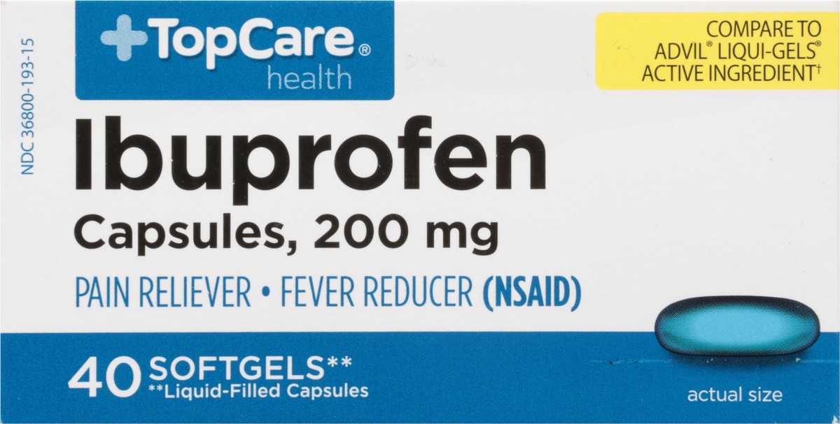 slide 6 of 9, TopCare Ibuprofen Softgel, 40 ct