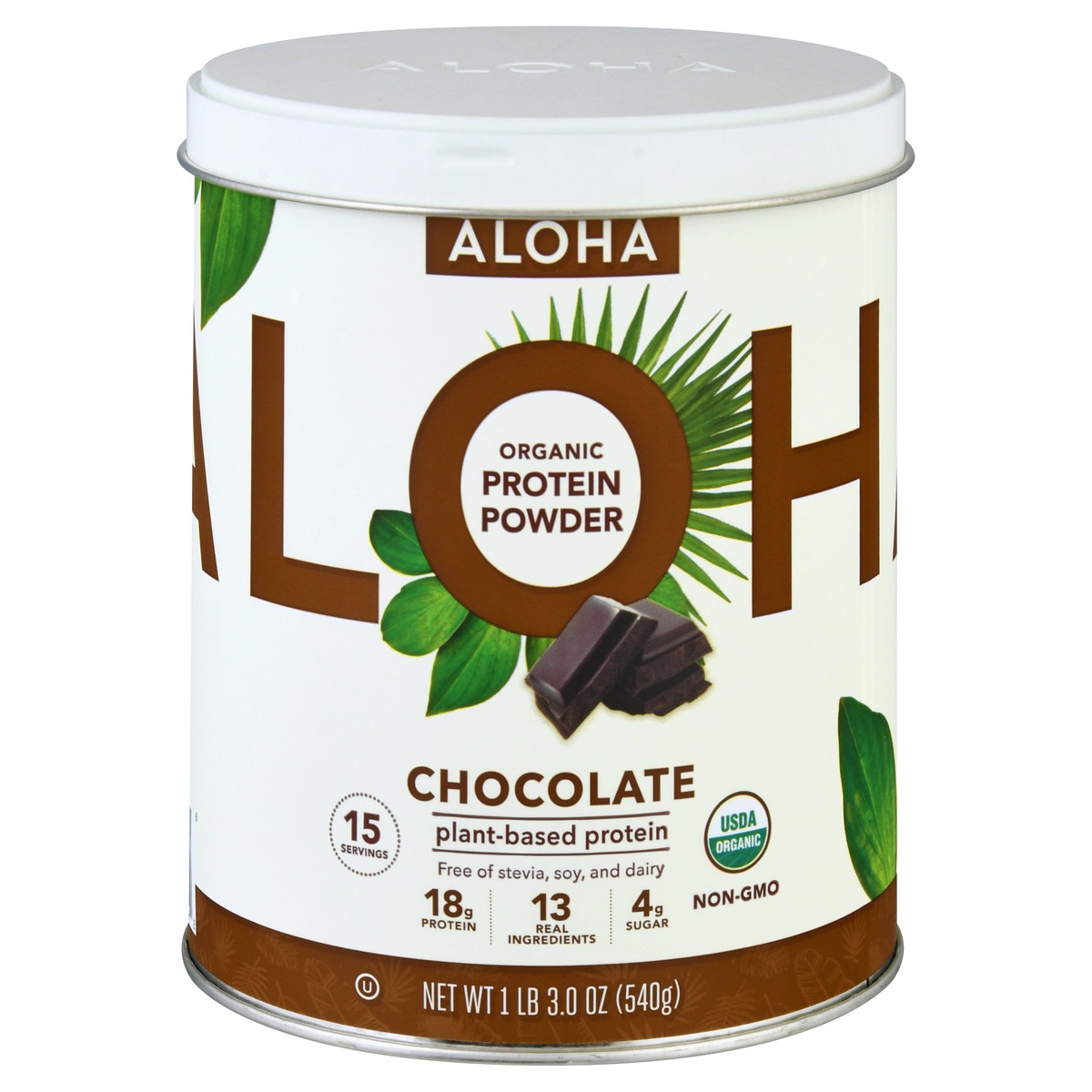 slide 1 of 1, Aloha Organic Chocolate Protein Powder, 1 lb 3.6 oz