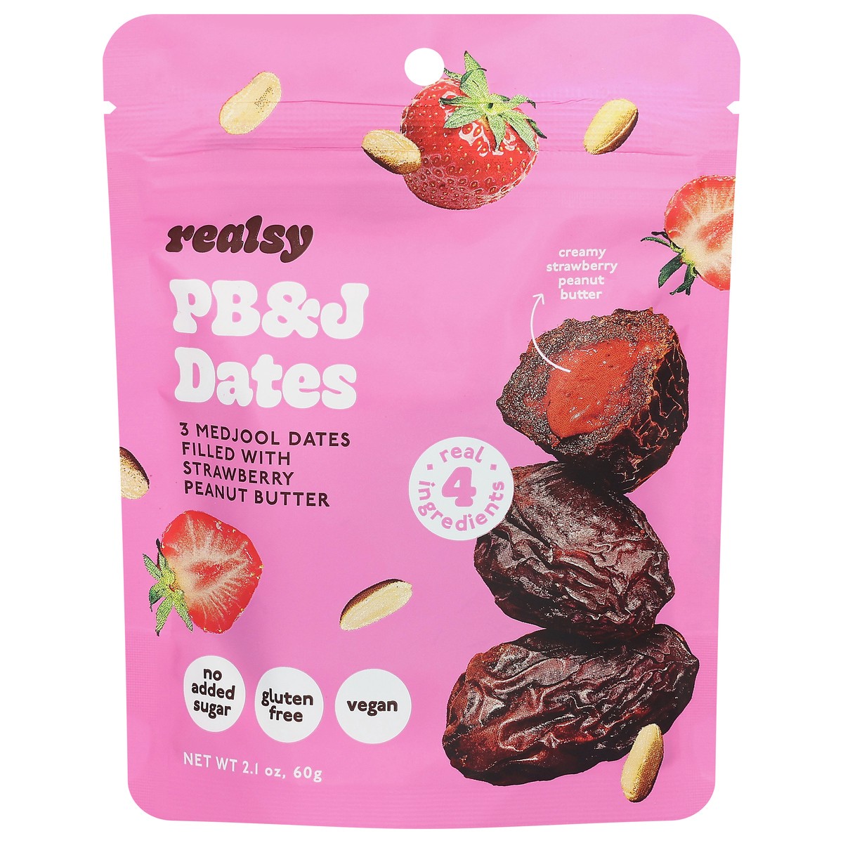 slide 1 of 14, Realsy PB&J Dates 2.1 oz, 2.1 oz