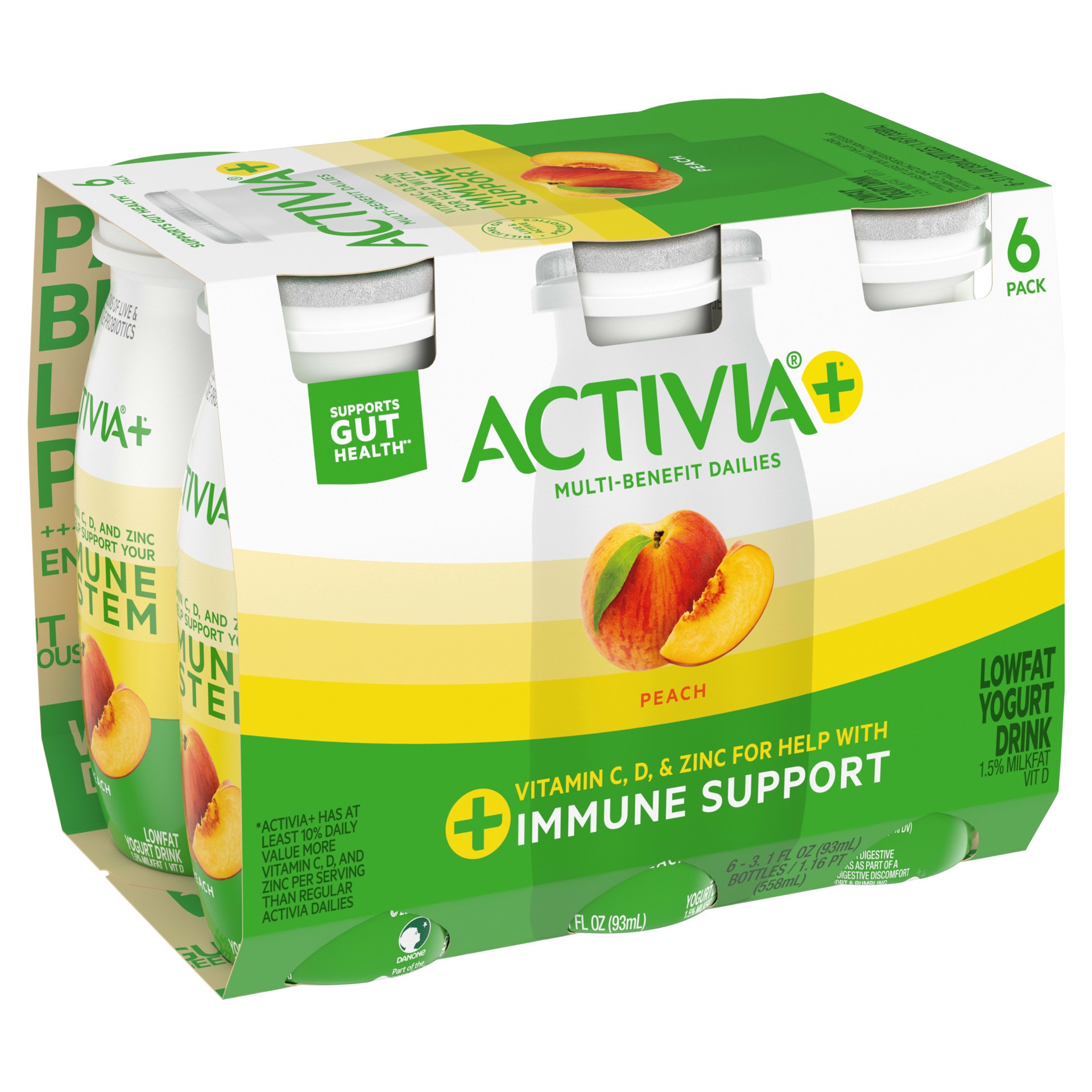 Activia Peach Probiotic Yogurt, Delicious Lowfat Yogurt Cups to Help  Support Gut Health, 4 Ct, 4 OZ