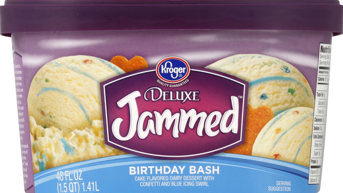 slide 2 of 6, Kroger Deluxe Jammed Birthday Bash Ice Cream, 1.5 qt