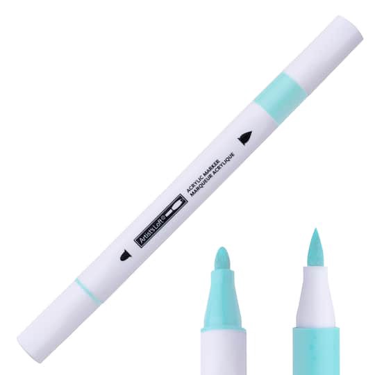 slide 1 of 3, Artists Loft 114 Pastel Blue Bullet/Brush Dual Tip Acrylic Marker By Artist's Loft, bullet/brush