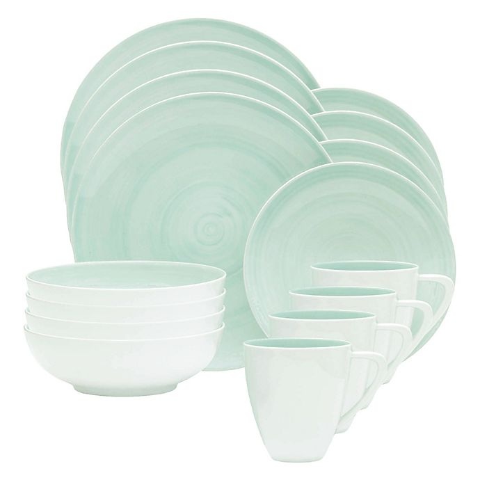 slide 1 of 2, Mikasa Savona Dinnerware Set - Teal, 16 ct