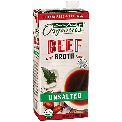 slide 1 of 1, Central Market Organics Unsalted Beef Broth, 32 oz