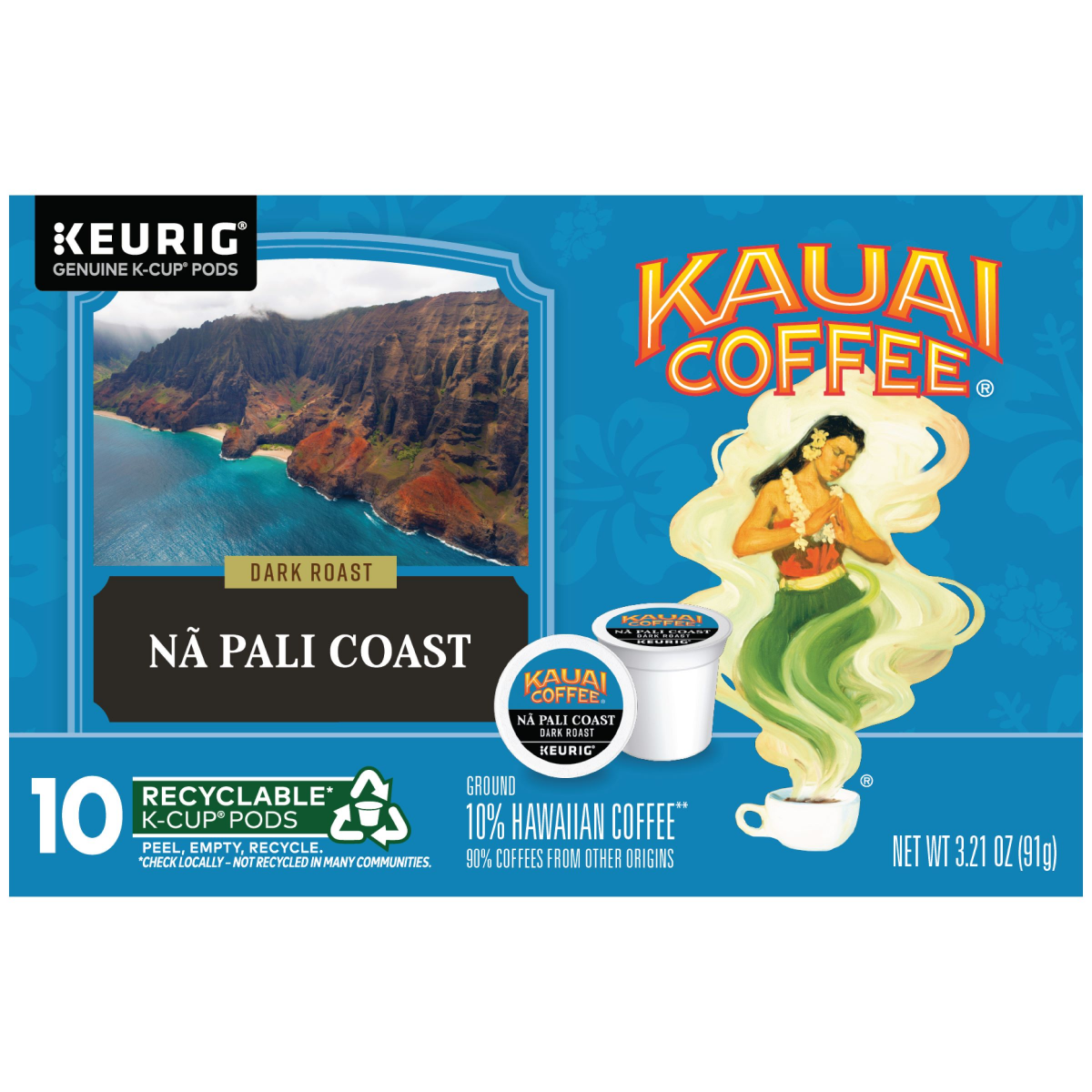 slide 1 of 21, Kauai Coffee Single Serve Coffee Dark Roast 10Ct, 10 ct