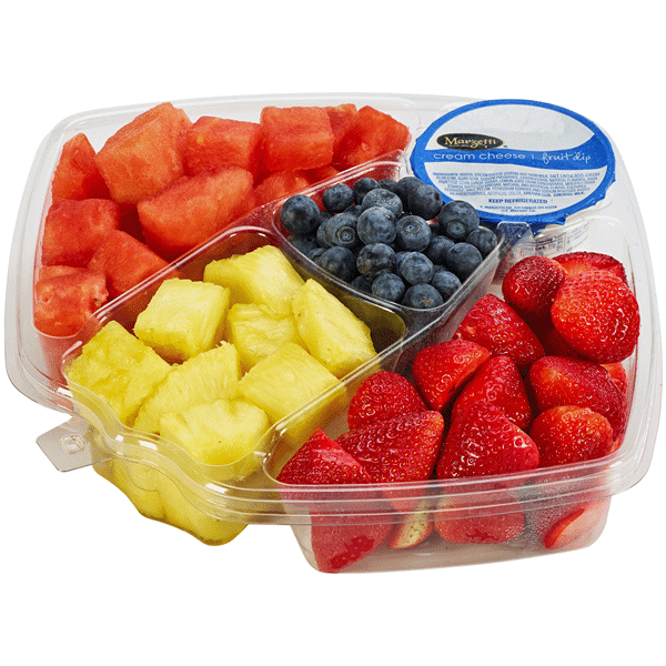 slide 1 of 1, Meijer Small Fruit Tray with Dip, Cut & Ready to Eat, 1 ct