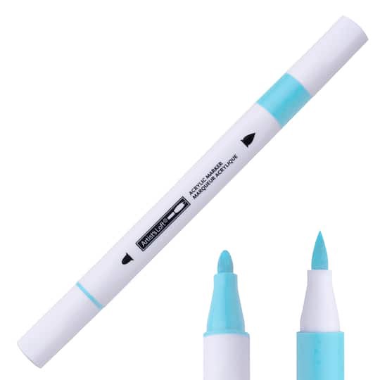 slide 1 of 3, Artists Loft 29 Robin's Egg Bullet/Brush Dual Tip Acrylic Marker By Artist's Loft, bullet/brush