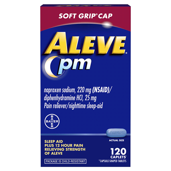 slide 1 of 1, Aleve PM Soft Grip Arthritis Cap Caplets, PainReliever, 120 ct