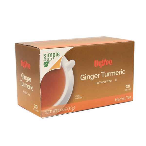 slide 1 of 1, Hy-Vee Herbal Tea, Ginger Turmeric 20 Bags - 1.6 oz, 1.6 oz