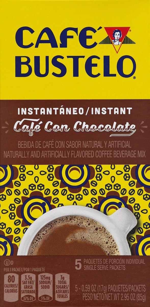 slide 5 of 6, Café Bustelo Instant Cafe con Chocolate, Flavored Coffee Beverage Mix, 3 oz