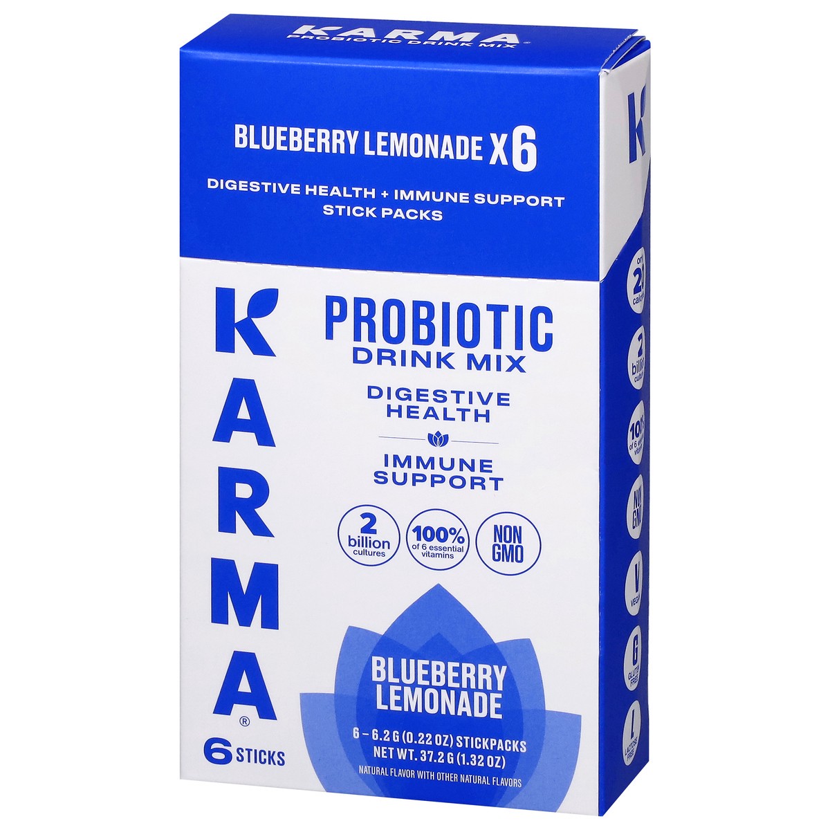 slide 4 of 4, Karma Probiotic Blueberry Lemonade Drink Mix 6 - 0.22 oz Sticks, 6 ct