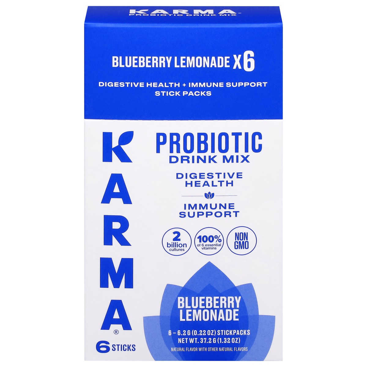 slide 1 of 4, Karma Probiotic Blueberry Lemonade Drink Mix 6 - 0.22 oz Sticks, 6 ct