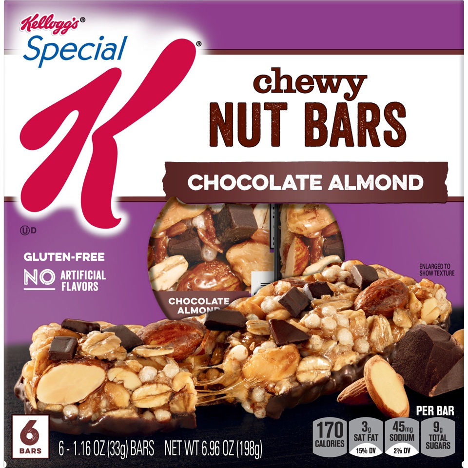 Kellogg's Special K Chewy Breakfast Bars, GlutenFree Snacks, 170 Calories Per Bar, Chocolate
