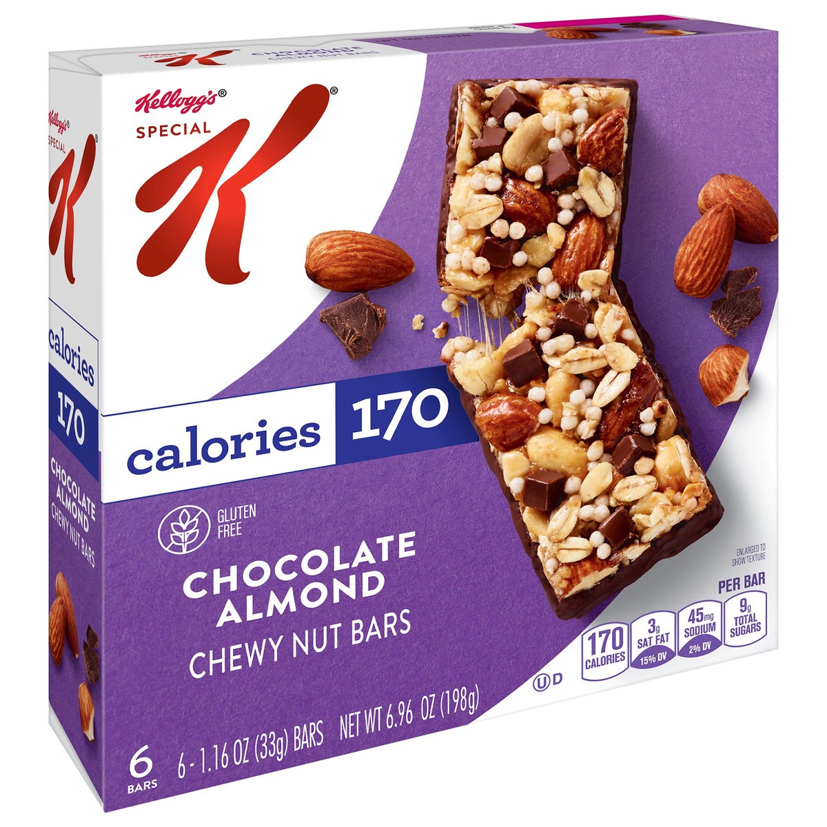 slide 5 of 13, Special K Kellogg's Special K Chewy Nut Bars, Chocolate Almond, 6.96 oz, 6 Count, 6.96 oz