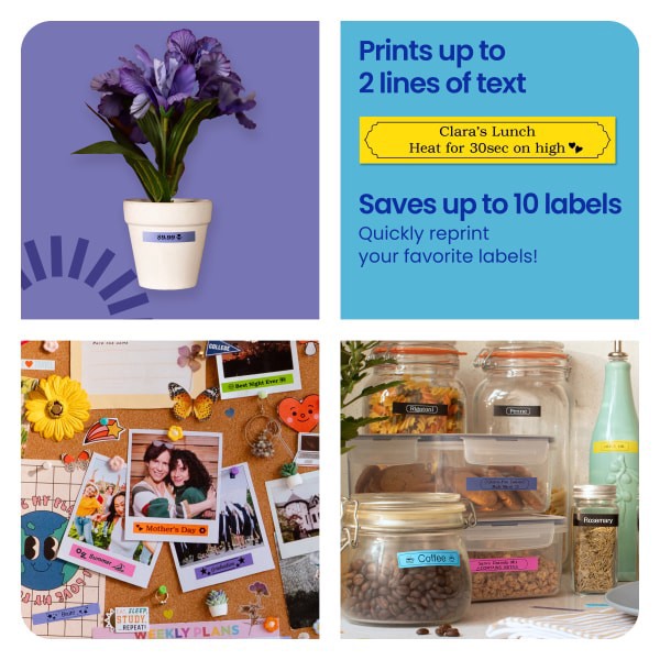 slide 6 of 10, Brother P-touch Personal Handheld Label Maker (PT-N10), Prints on P-touch Btag ~½"" (12mm) Label Tapes, 1 ct