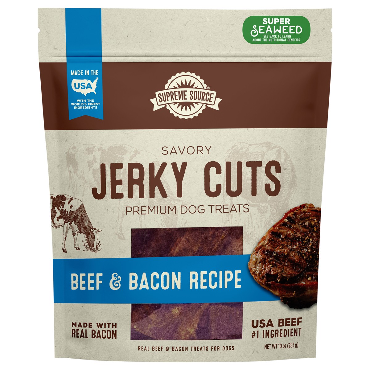 slide 5 of 8, Supreme Source Savory Jerky Cuts Beef & Bacon Recipe ?10 oz, 10 oz