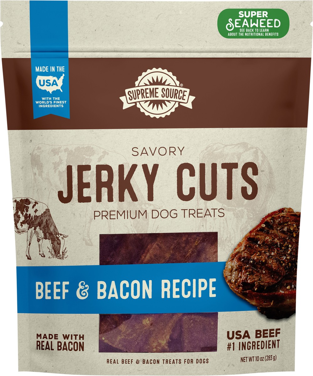 slide 2 of 8, Supreme Source Savory Jerky Cuts Beef & Bacon Recipe ?10 oz, 10 oz