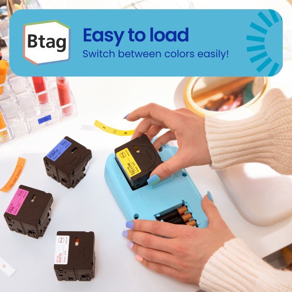 slide 9 of 10, Brother P-touch Btag Label Tape, BTAG3M01, 0.47 in by 13.1 ft , White on Clear, Black on White, White on Black, 3-Pack, 1 ct