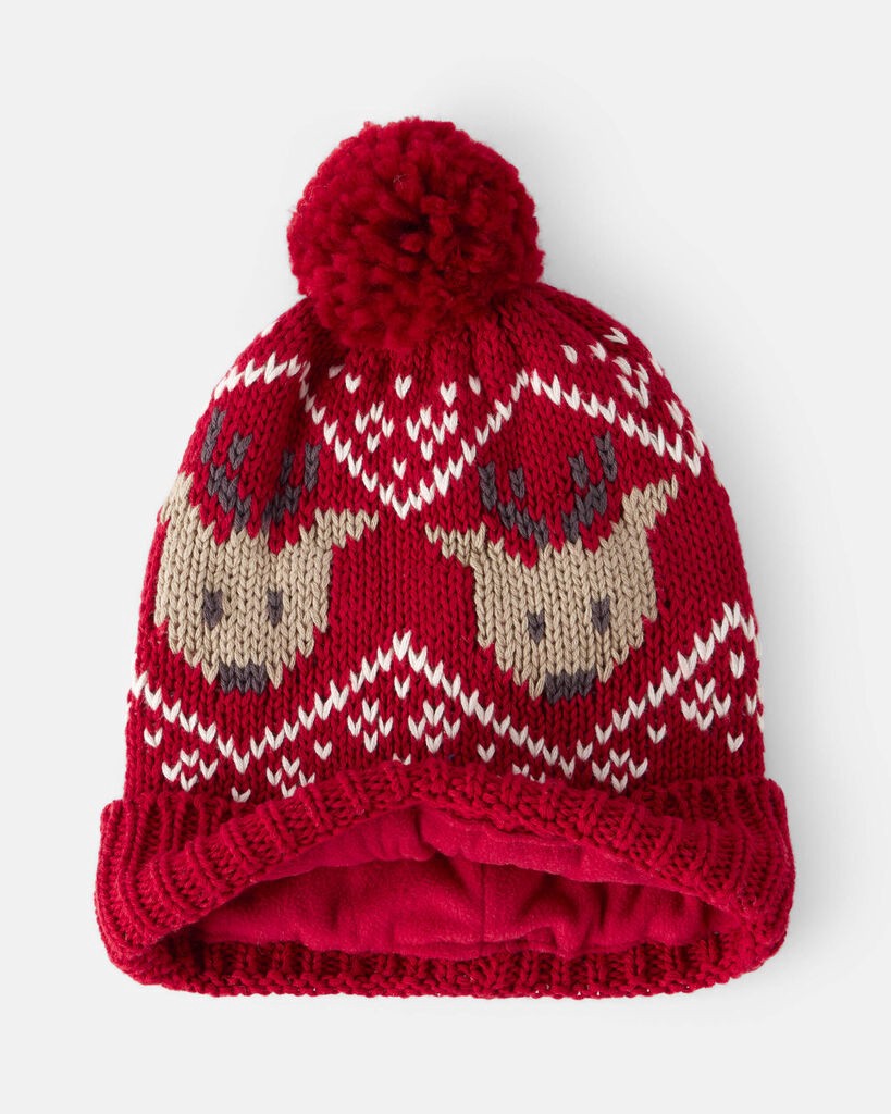 slide 2 of 2, Carter's Carters Toddler Boy 2-Pack Reindeer Fair Isle Winter Hat & Mittens - Red Red 2T4T, 1 ct
