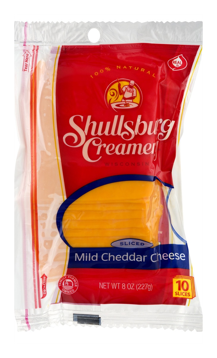 slide 1 of 1, Shullsburg Creamery Sliced Cheese Mild Cheddar, 8 oz