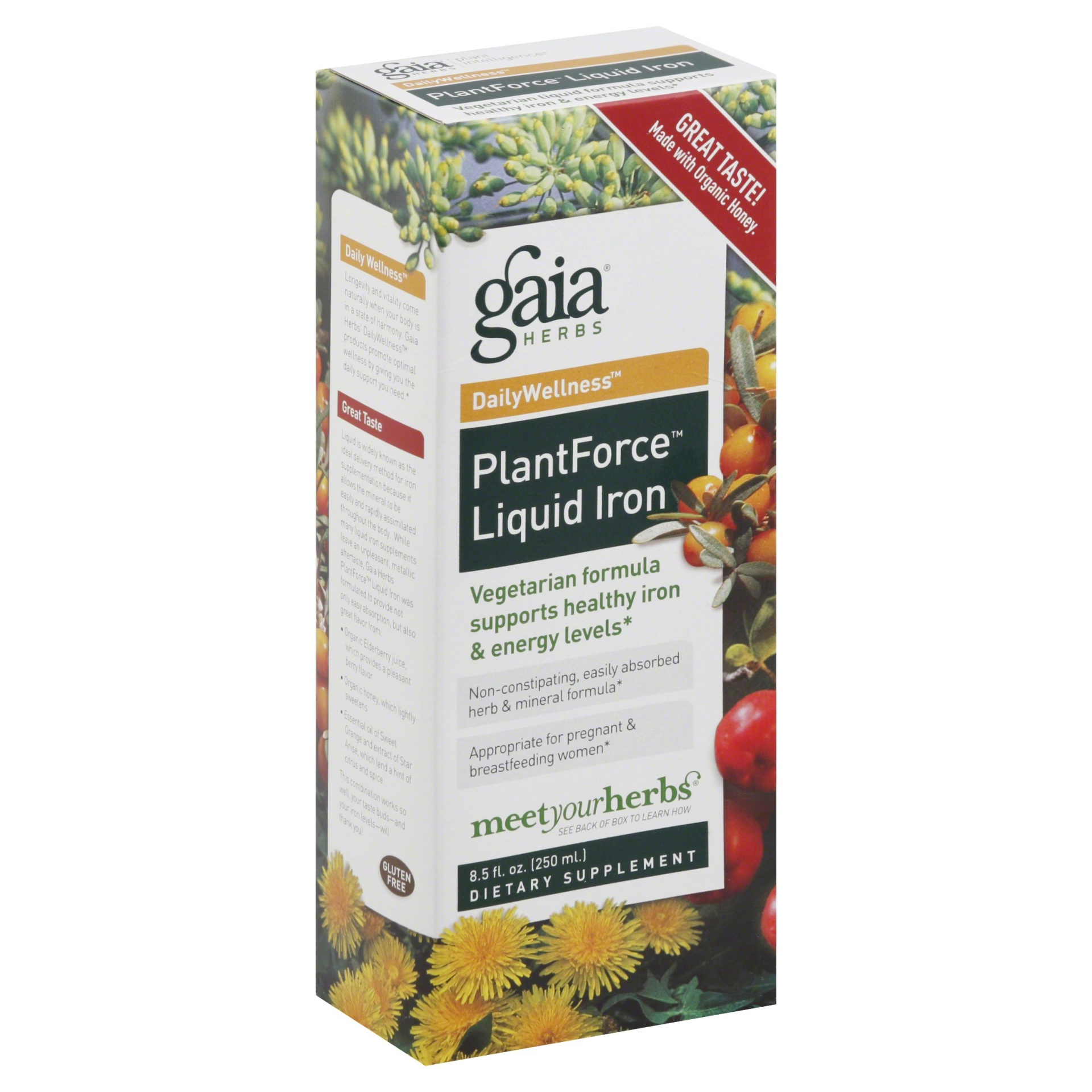slide 1 of 1, Gaia Herbs Plant Force Liquid Iron Herbal Supplement, 8.5 oz