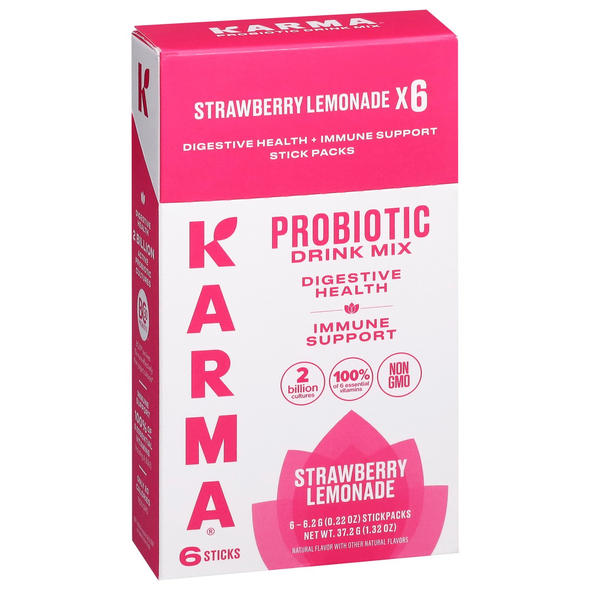 slide 4 of 4, Karma Probiotic Strawberry Lemonade Drink Mix 6 - 0.22 oz Sticks, 6 ct
